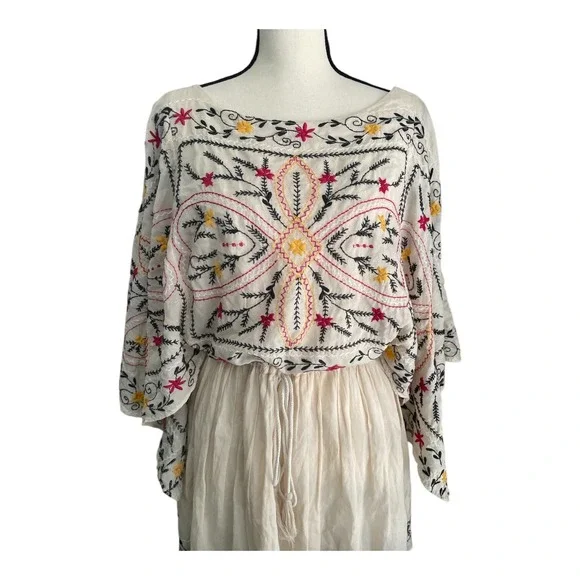 Free People Frida Mini Dress Women's Size Small White Embroidered Boho - Picture 2 of 5